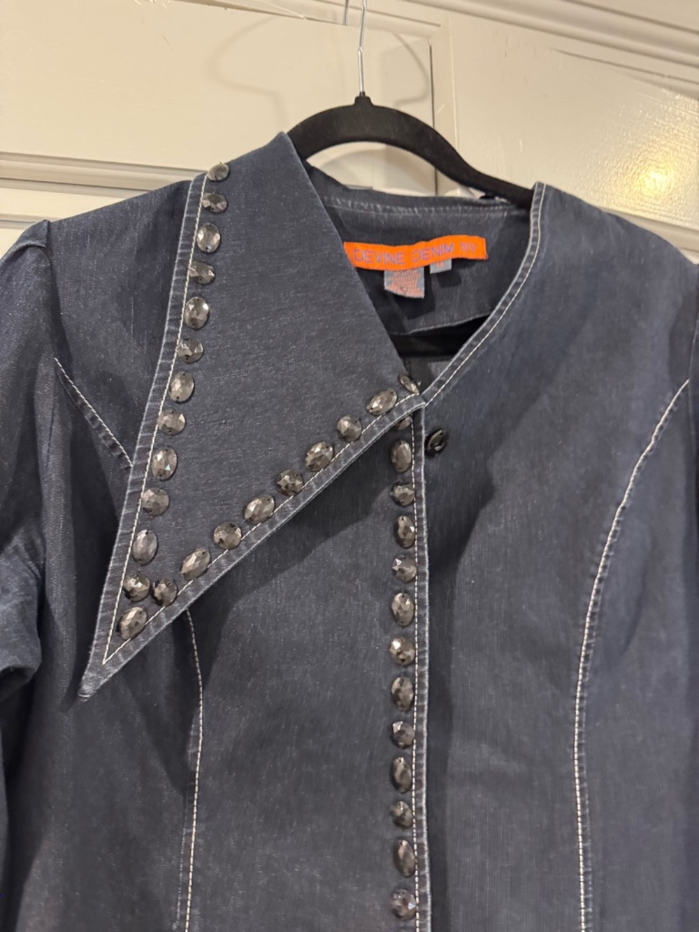 Dark Navy Ruffle-Trim Trench Coat - Picture 3 of 10